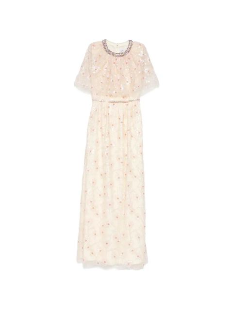 Self-Portrait sequined-florals embellished dress - Neutrals - zdjęcie produktu nr 1