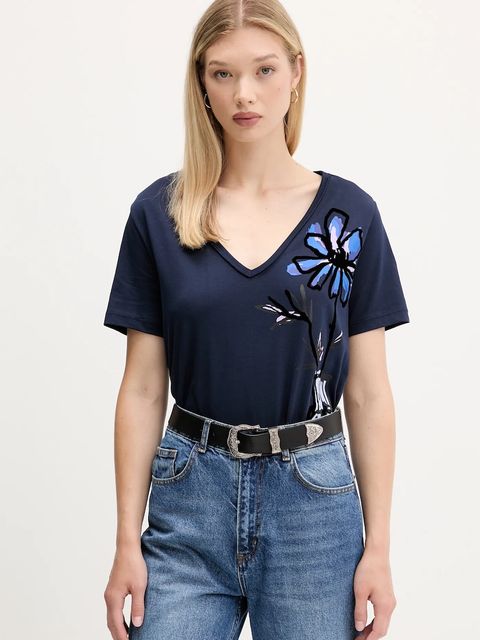 Desigual t-shirt bawełniany DUMAS damski kolor granatowy 25WWTK28 - zdjęcie produktu nr 1