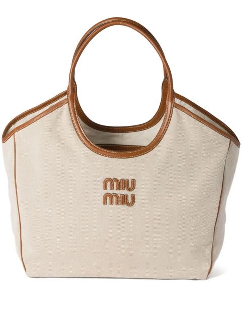 Miu Miu Ivy canvas tote bag - Neutrals - zdjęcie produktu nr 1