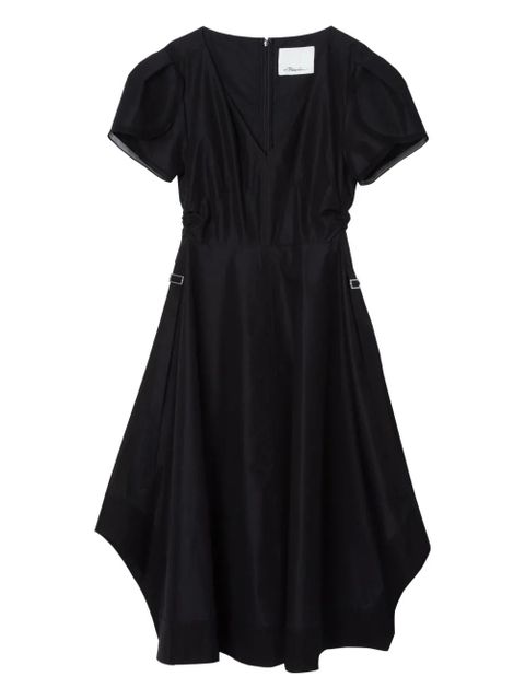 3.1 Phillip Lim puff-sleeve V-neck midi dress - Black - zdjęcie produktu nr 1