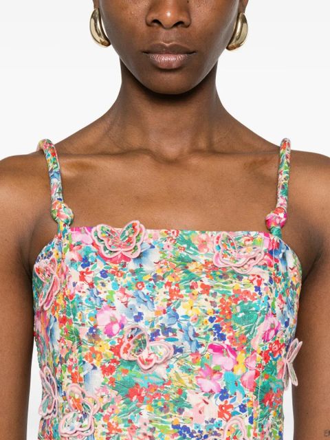 FARM Rio butterfly-appliquéd crop top - Green