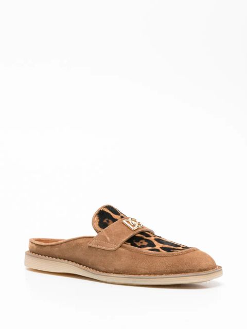 Dolce & Gabbana logo leopard-print mules - Neutrals - zdjęcie produktu nr 2