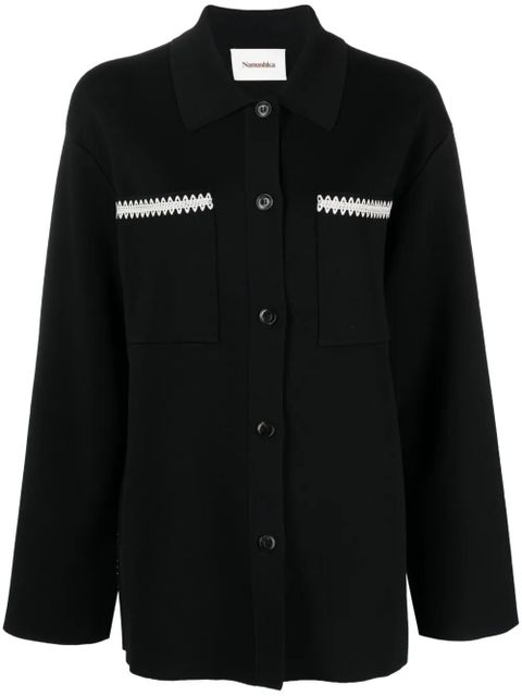 Nanushka Silvia crochet-trim shirt - Black - zdjęcie produktu nr 1