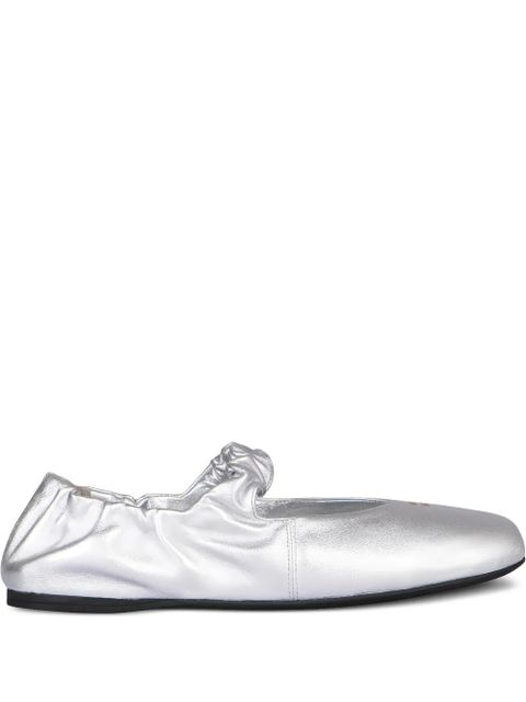 Miu Miu ruffled nappa ballet flats - Silver - zdjęcie produktu nr 1