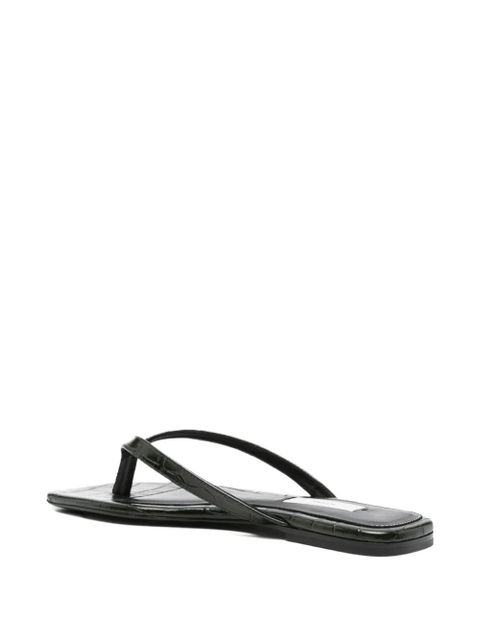 TOTEME croco-embossed flat sandals - Green