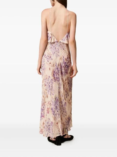 TWINSET floral-pattern velvet dress - Neutrals