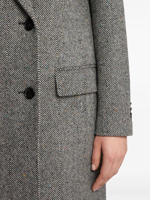 ETRO herringbone-pattern double-breasted coat - Black