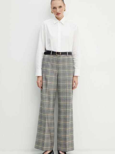 Weekend Max Mara spodnie wełniane kolor czarny proste high waist 2425136042600 - zdjęcie produktu nr 1