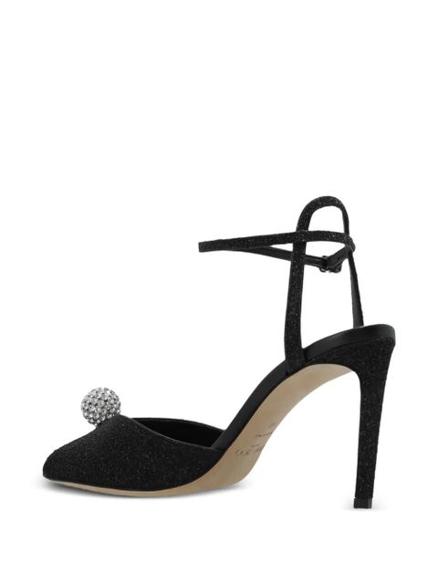 Jimmy Choo crystal-embellished strap heeled sandals - Black