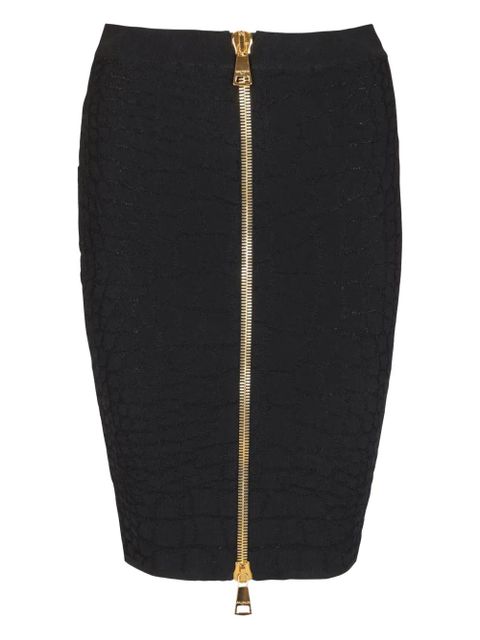 Balmain crocodile-effect zip-front mini skirt - Black - zdjęcie produktu nr 1