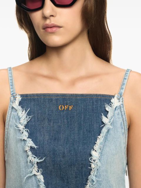 Off-White frayed denim mini dress - Blue