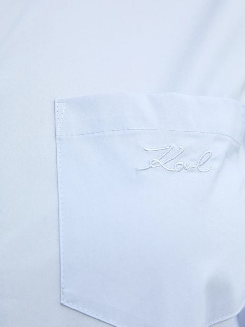 Karl Lagerfeld koszula z dodatkiem bawełny damska kolor niebieski regular z kołnierzykiem klasycznym A4W11038