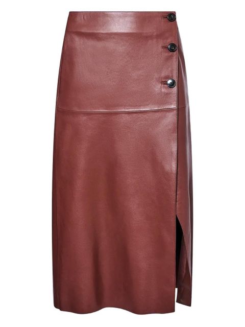 Yves Salomon buttoned leather wrap skirt - Brown - zdjęcie produktu nr 1