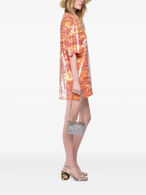 Rabanne sequin-embellished T-shirt - Orange