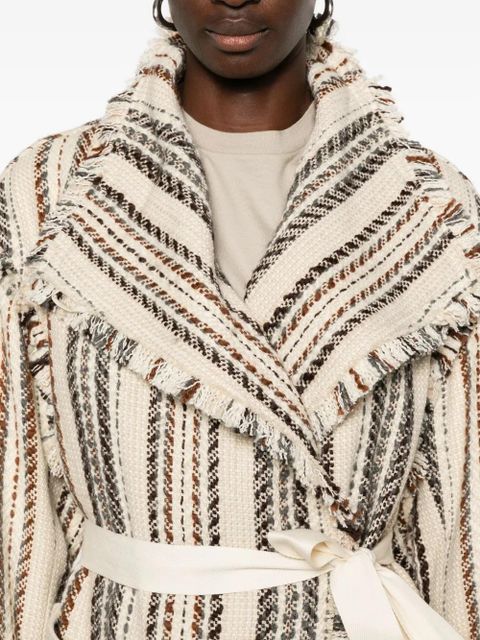MARANT ÉTOILE Illisa striped fringed jacket - Neutrals