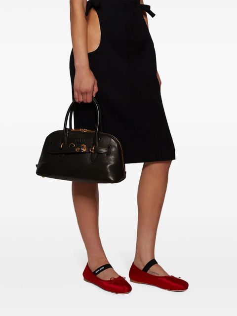 Miu Miu logo-appliqué ballerina shoes - Red