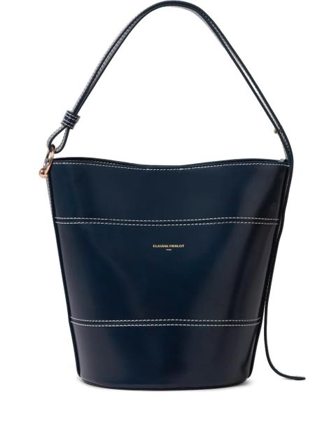 Claudie Pierlot logo-detail leather bucket bag - Blue - zdjęcie produktu nr 1