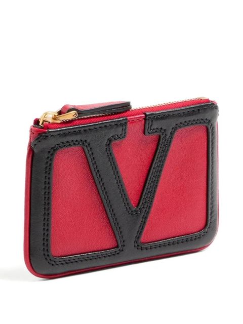 Valentino Garavani logo-detail leather card holder - Red