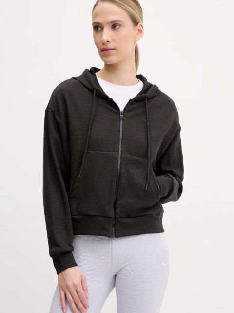 Puma bluza damska kolor czarny z kapturem gładka 685056