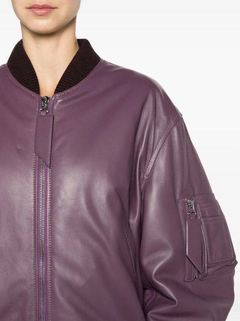 The Attico Anja padded leather bomber jacket - Purple