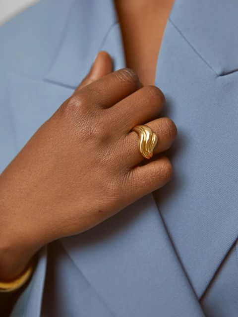 Monica Vinader Swirl chunky band ring - Gold - zdjęcie produktu nr 2