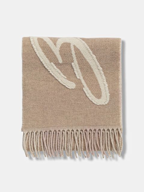 BOSS szalik z dodatkiem wełny damski kolor pomarańczowy gładki 50558654