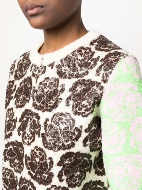 Tory Burch floral-motif zip-up cardigan - Neutrals