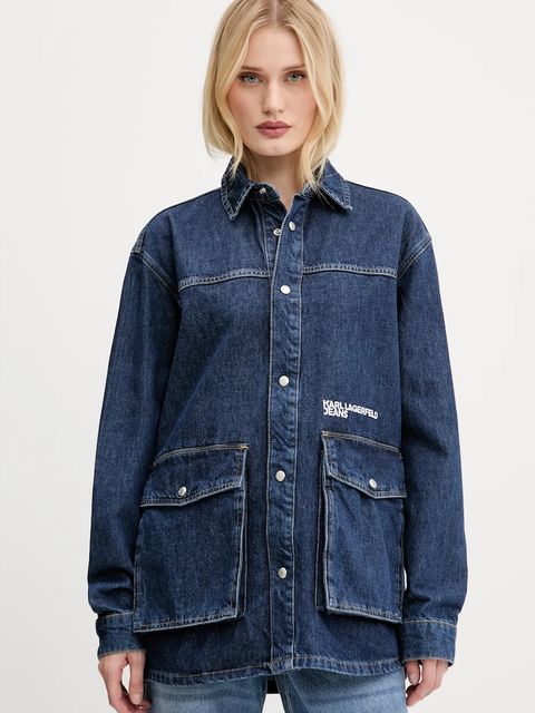 Karl Lagerfeld Jeans kurtka jeansowa kolor granatowy przejściowa A3W11004 - zdjęcie produktu nr 1
