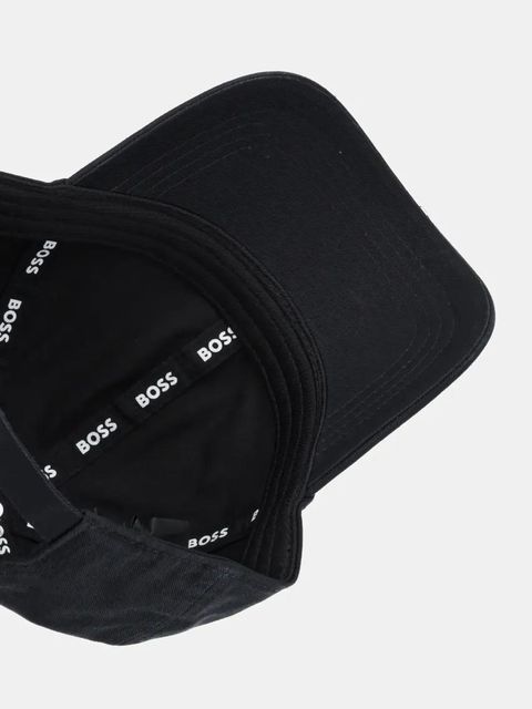 BOSS czapka z daszkiem bawełniana kolor czarny z aplikacją 50533348