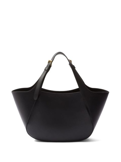 Prada medium enamel triangle logo leather tote bag - Black - zdjęcie produktu nr 2