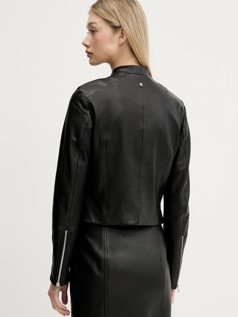 HUGO kurtka skórzana kolor czarny przejściowa 50541262