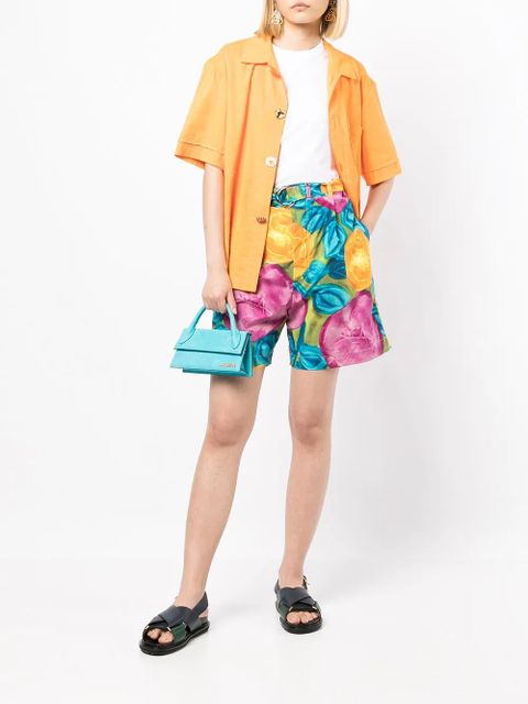 Marni floral-print belted-waist shorts - Multicolour - zdjęcie produktu nr 2