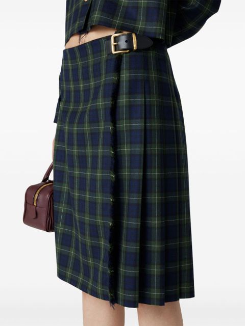 Miu Miu pleated tartan skirt - Green
