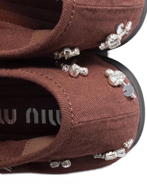 Miu Miu embroidered drill ballerinas - Brown