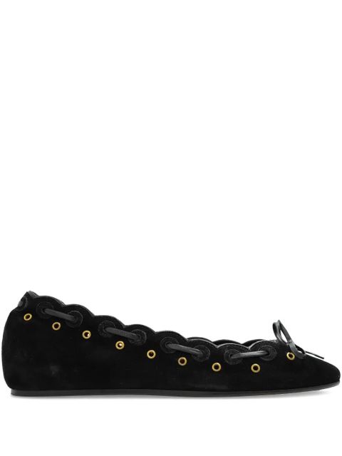 ISABEL MARANT Balfy scalloped eyelet ballet flats - Black - zdjęcie produktu nr 1