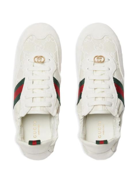 Gucci striped suede sneakers - Neutrals - zdjęcie produktu nr 2