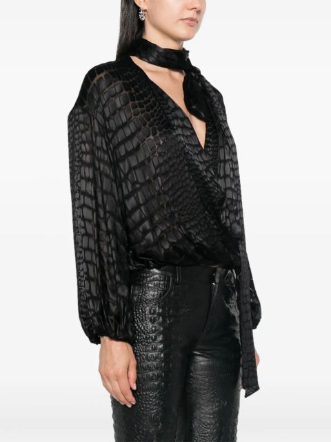 Blumarine devoré criss-cross blouse - Black