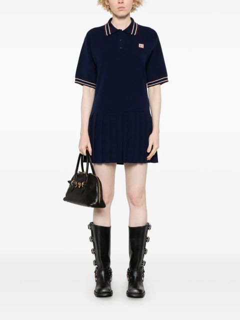 Miu Miu logo-patch mini dress - Blue - zdjęcie produktu nr 2
