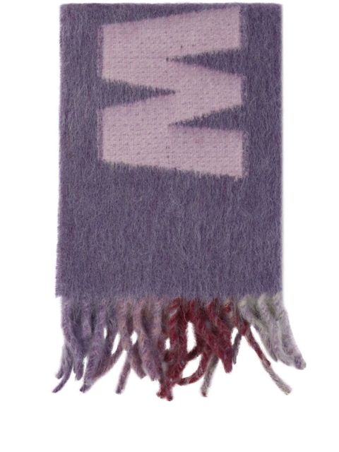 Marni logo-jacquard fringed scarf - Purple - zdjęcie produktu nr 1