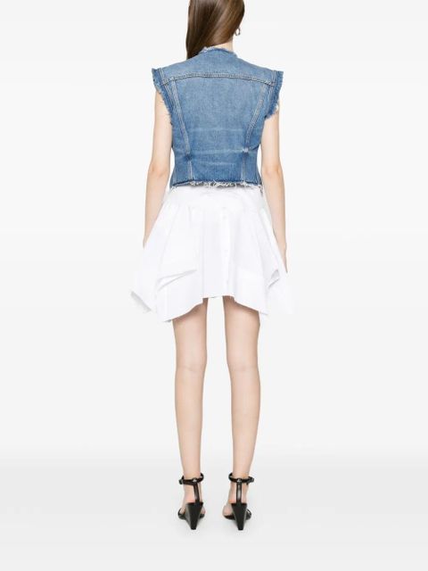 Alexander Wang frayed marbled denim jacket - White