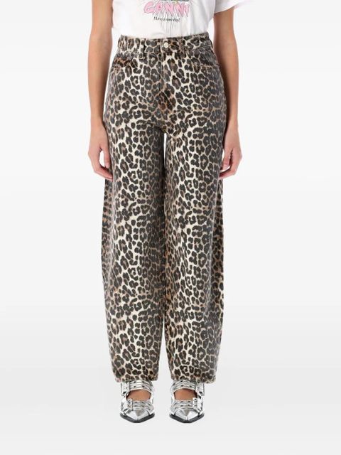 GANNI leopard-print tapered jeans - Neutrals - zdjęcie produktu nr 1