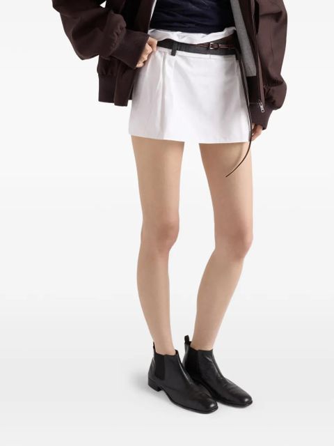 Prada poplin and rush stitch miniskirt - White