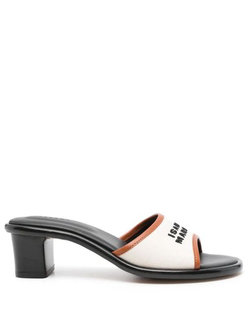 ISABEL MARANT 50mm logo-embroidered mules - Neutrals