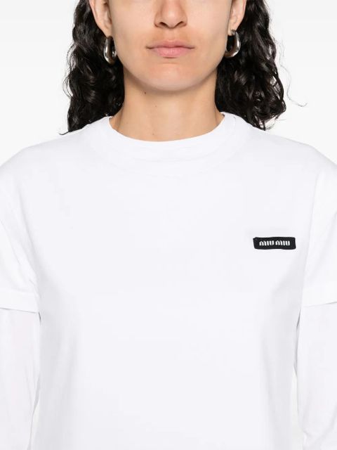 Miu Miu logo-appliqué T-shirt - White