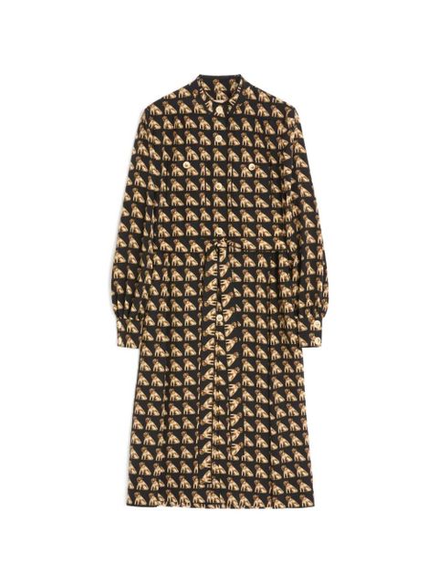 Valentino Garavani Petit Charles-print crepe de chine midi dress - Black