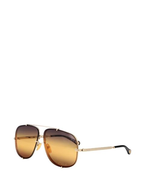 Chloé Eyewear Ivy double-bridge pilot-frame sunglasses - Gold - zdjęcie produktu nr 2