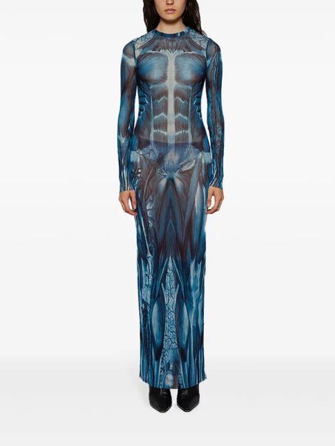 Jean Paul Gaultier Écorché-print dress - Blue