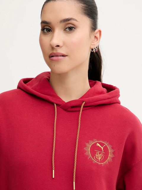 Puma bluza bawełniana PUMA x HARRY POTTER kolor bordowy z kapturem z aplikacją 630093