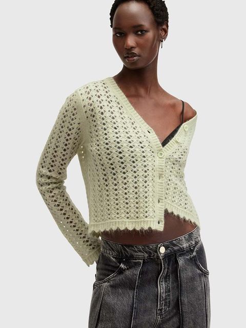 AllSaints kardigan wełniany VIVIAN kolor beżowy W056KB