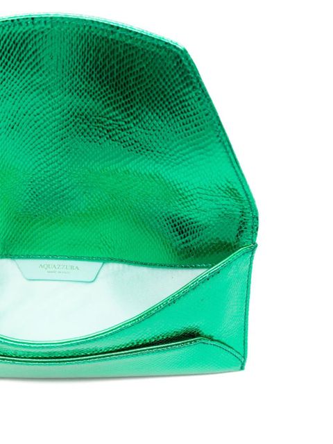 Aquazzura Envelope metallic-effect clutch bag - Green